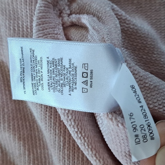 Express Mock Neck Ruched Puffed Sleeves Pullover Knit Baby Pink Sweater - Picture 6 of 9